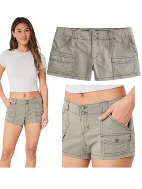 NWT Hollister Green Stretchy Waistband Low Rise Shorts 10